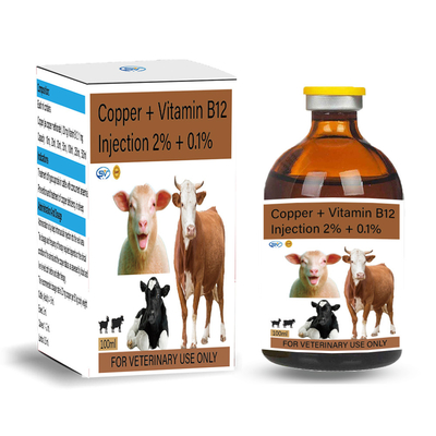 Koper + Vitamine B12 2% + 0,1% Veterinaire Injecteerbare Drugs voor Koperdeficiëntie bij Schapen